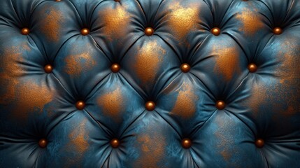 Naklejka premium Close-Up View of a Brown Leather Texture Sofa Detailing With Tufted Buttons Background