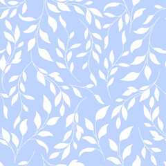 Elegant Floral Seamless Pattern with Hand Draw Leaves Branches. Liberty Style. Botanical Seamless Background for Textile, Fabric, Surface Design, Fashionable Prints. Leaves Vector Texture. 