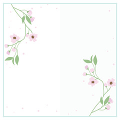 Cute kawaii pastel floral frame border background