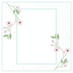 Cute kawaii pastel floral frame border poster background
