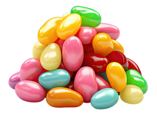 Jellybeans isolated on a transparent background created with Generative AI technology
