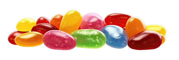 Jellybeans isolated on a transparent background created with Generative AI technology