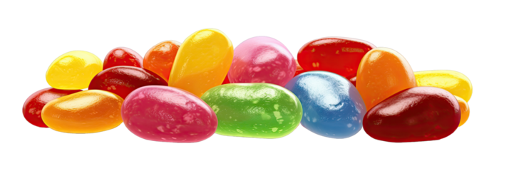 Jellybeans isolated on a transparent background created with Generative AI technology