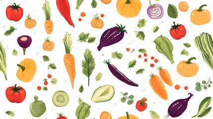 Obraz premium Small organic healthy vegetables, pattern banner wallpaper