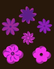Set of Purple Decorative floral element