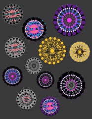 Set of Round floral Design Elements