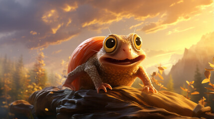 Tropical Tree Frog: Vivid Colors and Charming Features of a Small Amphibian in Nature's Ecosystem, generative AI