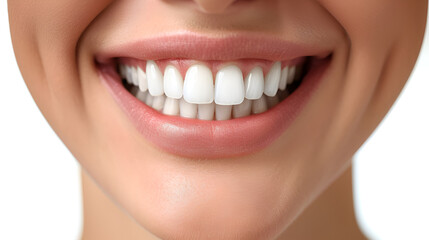 Beautiful female smile after teeth whitening procedure. Dental care. Dentistry concept. generative ai