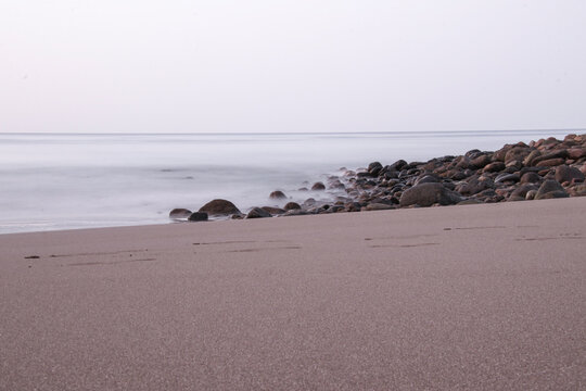 Stones on beach in the morning