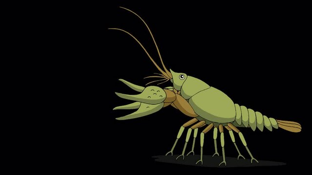 Crayfish 4K alpha matte animation