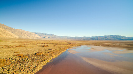 Fototapeta na wymiar Red Water, Salt Lake, Saline Valley, Death Valley National Park, Mineral Colored