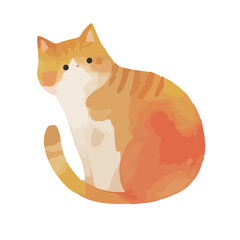 水彩で描いた猫のイラスト