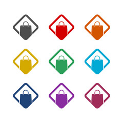 Shopping and Retail logo  icon isolated on white background. Set icons colorful