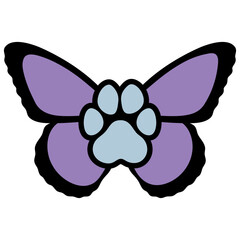 Paw Print with Purple Wings