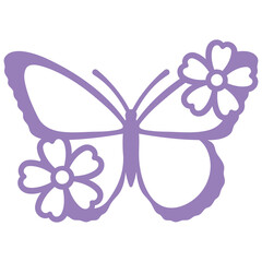 Purple Butterfly with Flowers