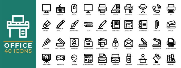 Office and business thin line icons set, vector symbols collection or sketches. can be used for website interfaces, mobile applications and software - obrazy, fototapety, plakaty