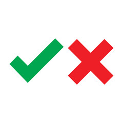 Obraz premium Tick icon set. Stylish check mark icon set in green and red color, Flat design, vector illustration on background.