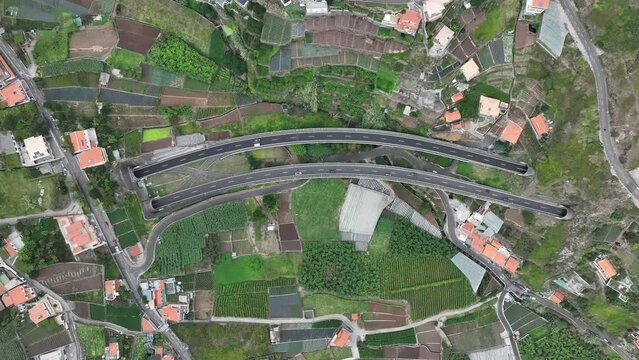 highway in madeira from aerial view