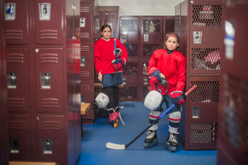 Hockey Girls in their Locker Rooms