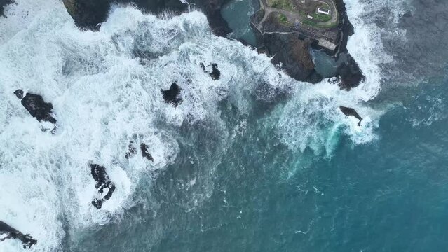 clifs and natural pools of Seixal from aerial view