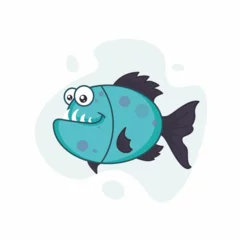 Foto op Plexiglas vintage retro hipster fangtooth fish logo vector © lipur