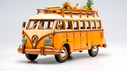 miniature bus made from wood