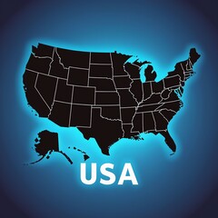 Modern Flat Style USA Map Vector Illustration