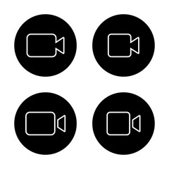 Video call, camera line icon vector on black circle