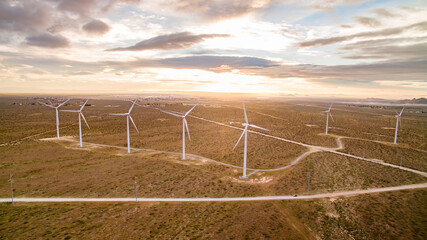 Windmills, Sustainable Energy, Mojave California, Drone Aerial Shots