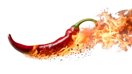Foto op Plexiglas a red hot chili pepper on fire © ion