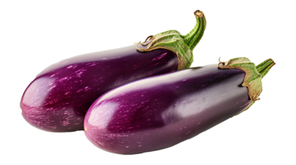 Fresh aubergine eggplant on transparent background