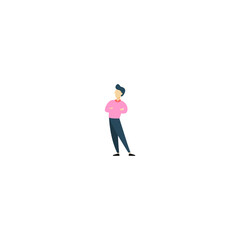 pose of a person walking casually in pink clothes person