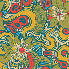 Fototapeta na wymiar illustration of a cultural batik pattern of flower and leaf motifs with thick seamless lines