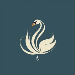 flat vector logo of animal swan  a sophisticated flat swan logo for a luxury event planning business, embodying grace and beauty