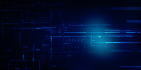 2d illustration Abstract futuristic electronic circuit technology background
