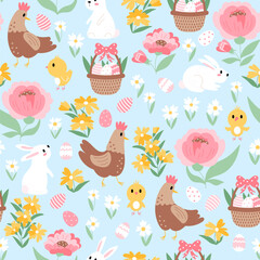 Vector cute seamless Easter pattern