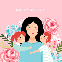 Card with mom and children