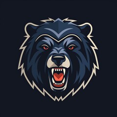 Flat logo vector logo of Bear mascot logo gamming logo bear head roaring bear 