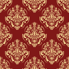 Orient vector classic pattern. Seamless abstract background with vintage elements. Orient red golden pattern. Ornament for wallpaper