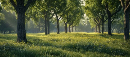 Summer Vibes: Blissful Meadow of Lush Deciduous Trees