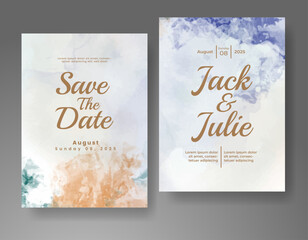 Wedding invitation with abstract watercolor background