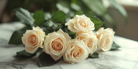 Rose Bouquet for a White Wedding in May Generative AI