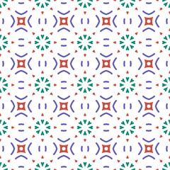 Colorful geometric ornamental style pattern on a white backdrop