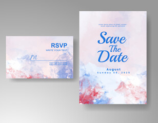 Wedding invitation with abstract watercolor background