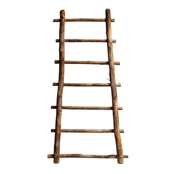 Fototapeta a wooden ladder on a white background