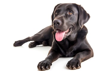 black labrador retriever breed dog isolated on white background - obrazy, fototapety, plakaty
