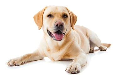 labrador retriever breed dog isolated on white background - obrazy, fototapety, plakaty