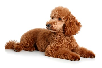 dog breed red poodle isolated on white background
