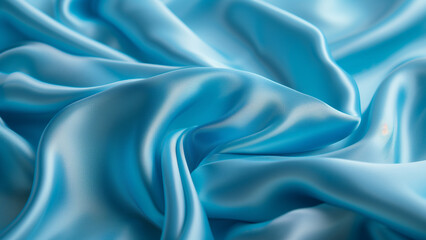 Obraz premium “Glistening Gems on Silk: A Top View of Sky Blue Satin Folds
