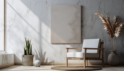 Canvas mockup in minimalist interior background.